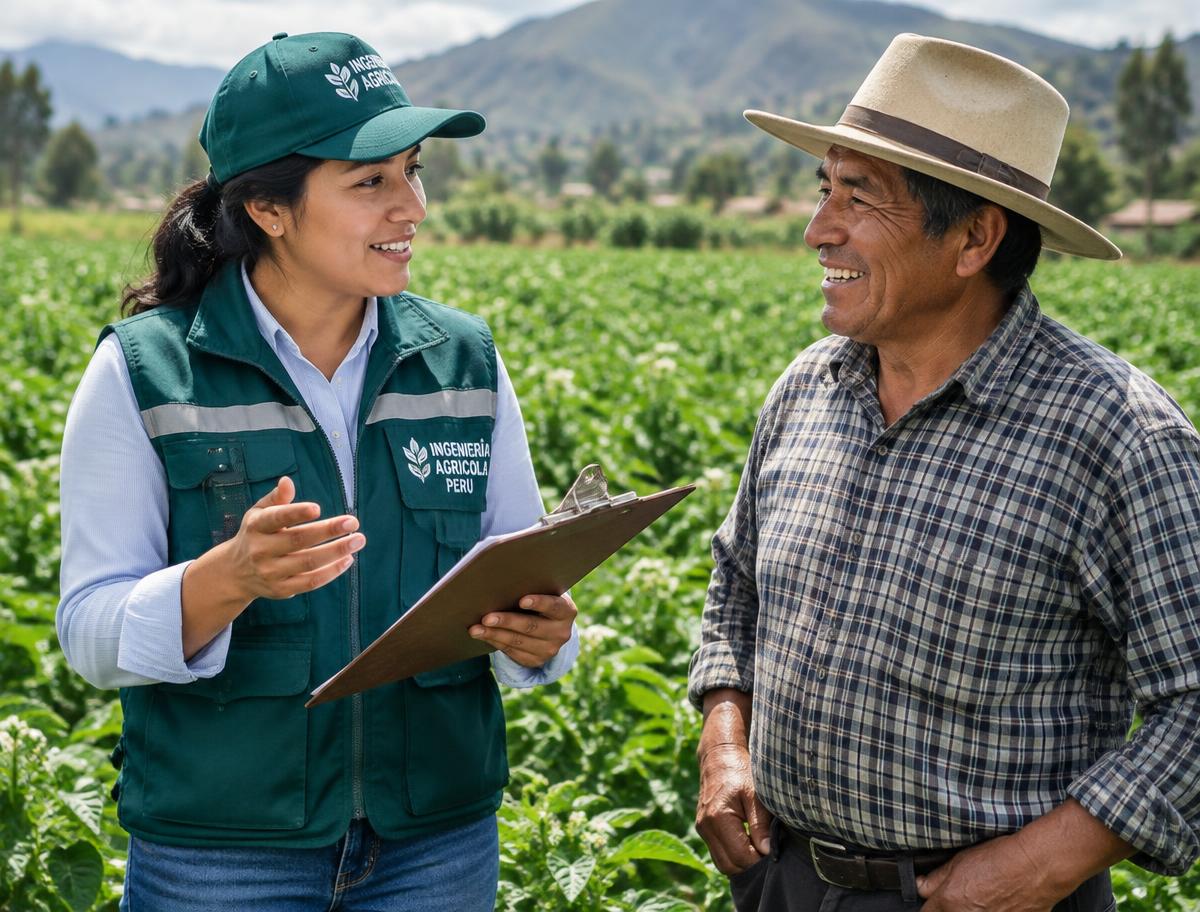 Asesor técnico conversando con un agricultor